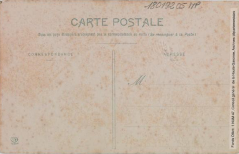 La vallée de l'Aude. 223. Escouloubre Carcanière [Carcanières] : l'Aude et la route, direction d'Usson / [photographie Henri Jansou (1874-1966)]. - Toulouse : phototypie Labouche frères, marque LF au verso, [entre 1905 et 1925]. - Carte postale (1905/1925) - verso